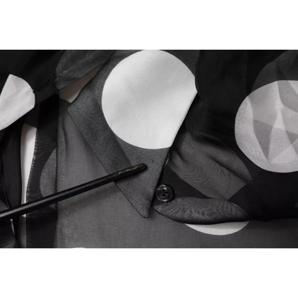 Dolce & Gabbana Black White Polka Dots Silk Long Sleeves Top