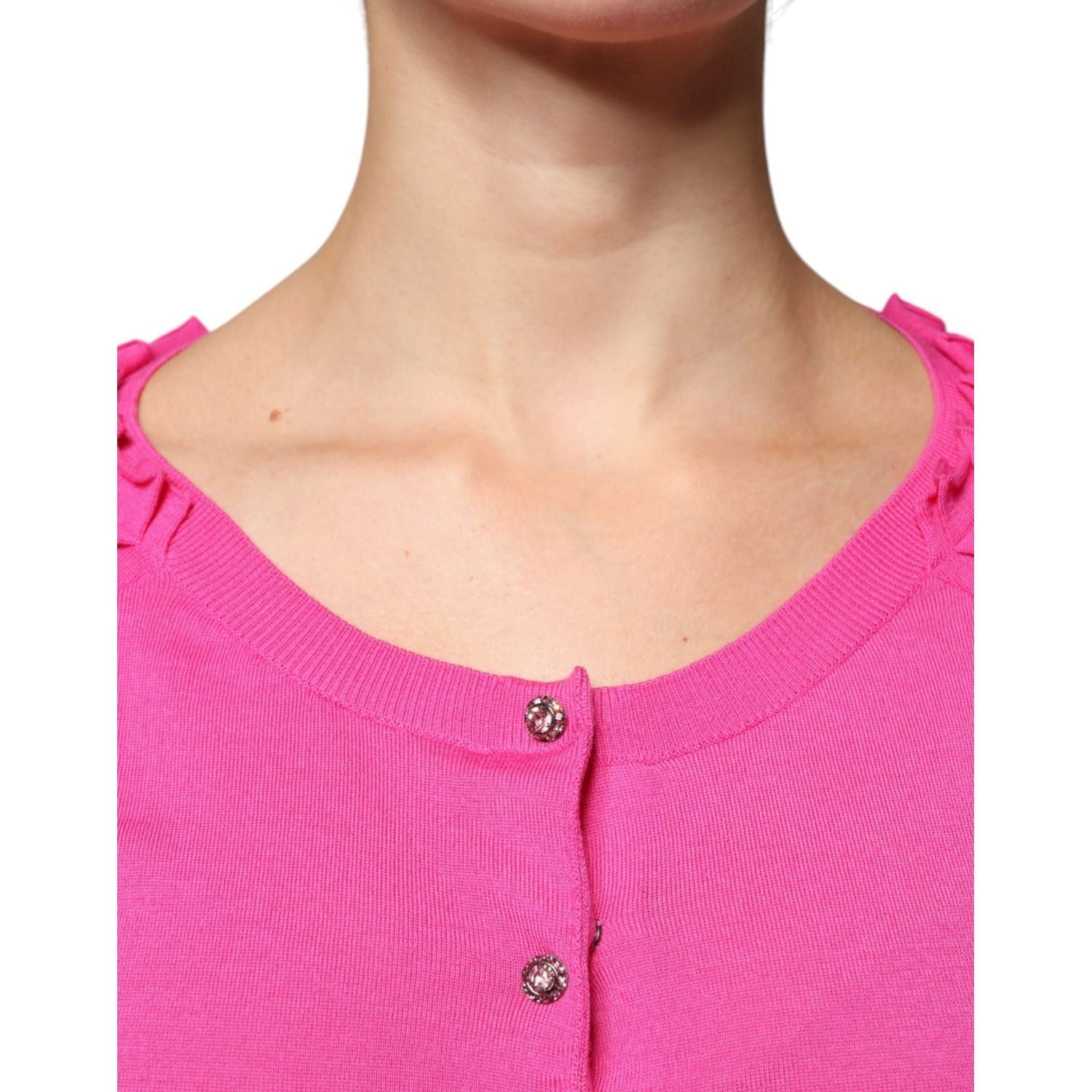 Dolce & Gabbana Pink Wool Button Down Cardigan Sweater