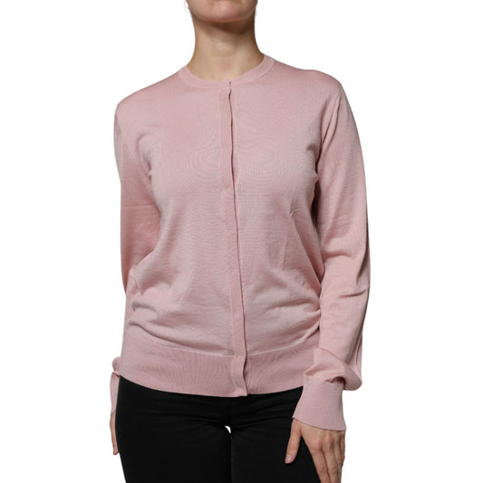 Dolce & Gabbana Pink Wool Knit Button Down Cardigan Sweater