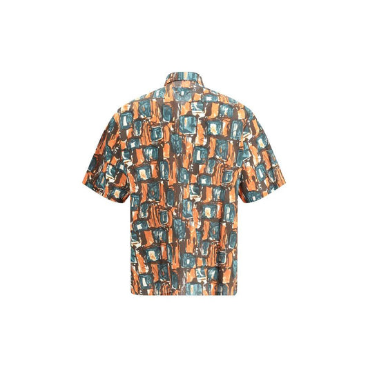 Prada Batista Squared multicolored geometric shirt, short sleeves, classic collar, tone-on-tone buttons, cotton, regular fit.