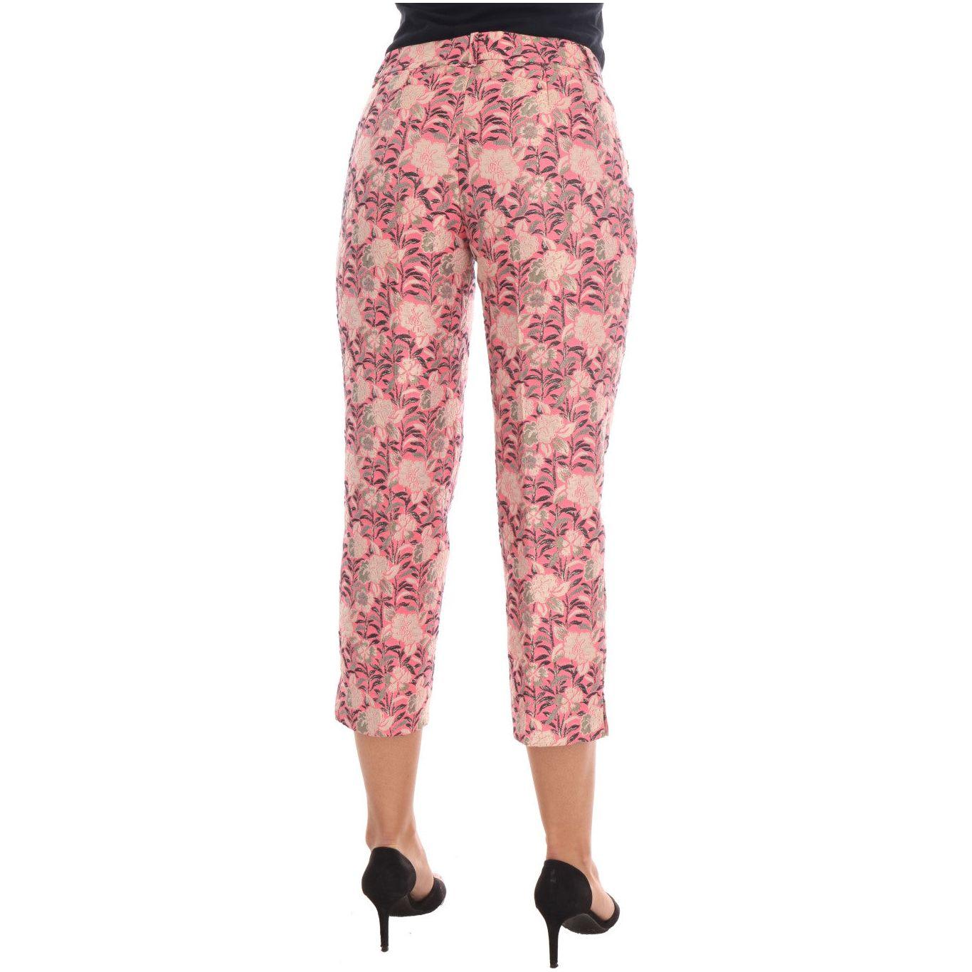 Dolce & Gabbana Pink Floral Brocade Capri Pants