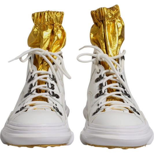 Dolce & Gabbana White Nylon Galileo High Top Sneakers Shoes