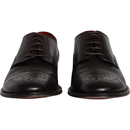 Dolce & Gabbana Black Calfskin Leather Derby Men Dress Shoes