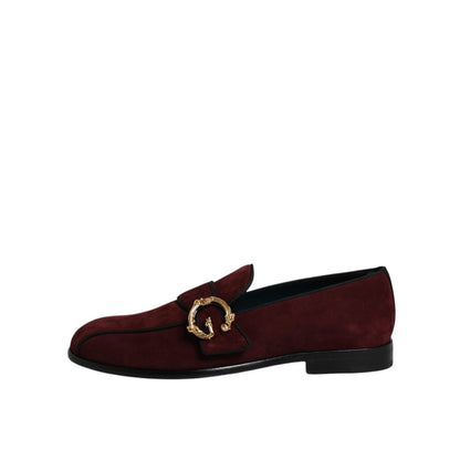 Dolce & Gabbana Bordeaux Suede Loafers Formal Men Dress Shoes