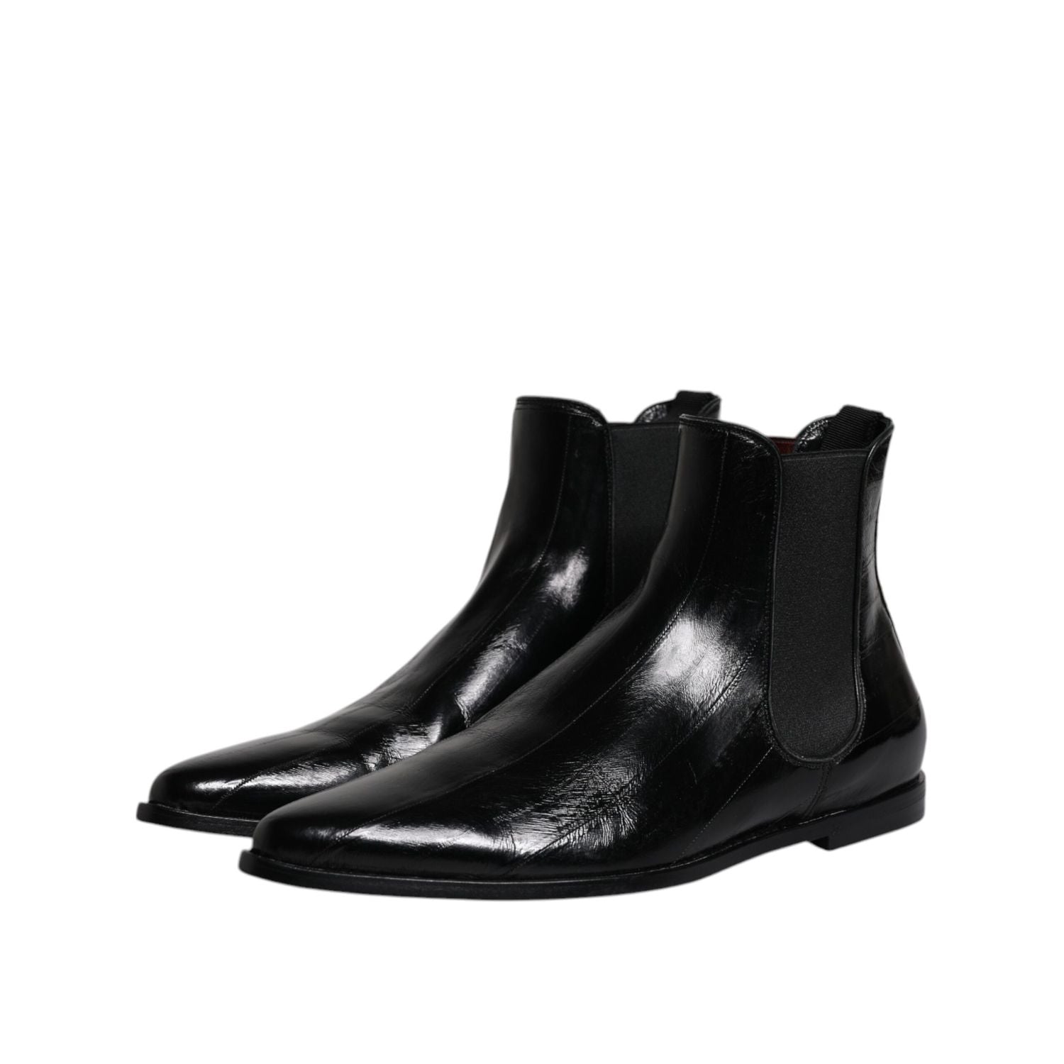 Dolce & Gabbana Black Leather Chelsea Men Ankle Boots Shoes