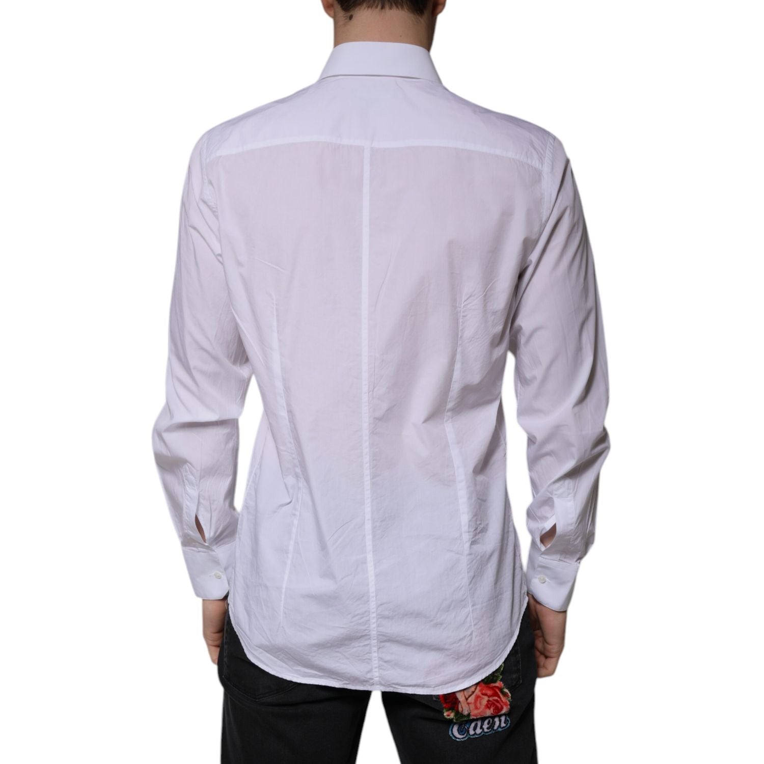 Dolce & Gabbana White Cotton Slim Fit MARTINI Men Dress Shirt