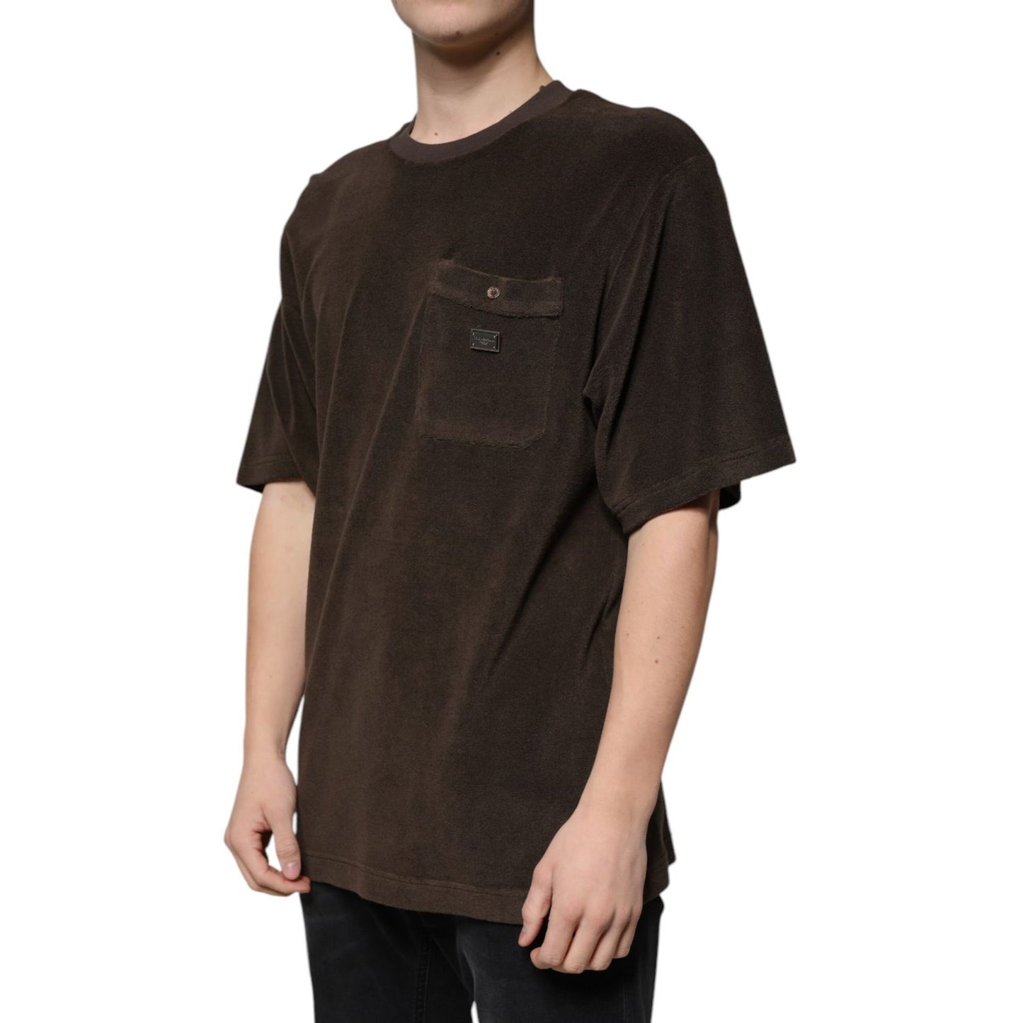 Dolce & Gabbana Brown Cotton Crew Neck Short Sleeves T-shirt