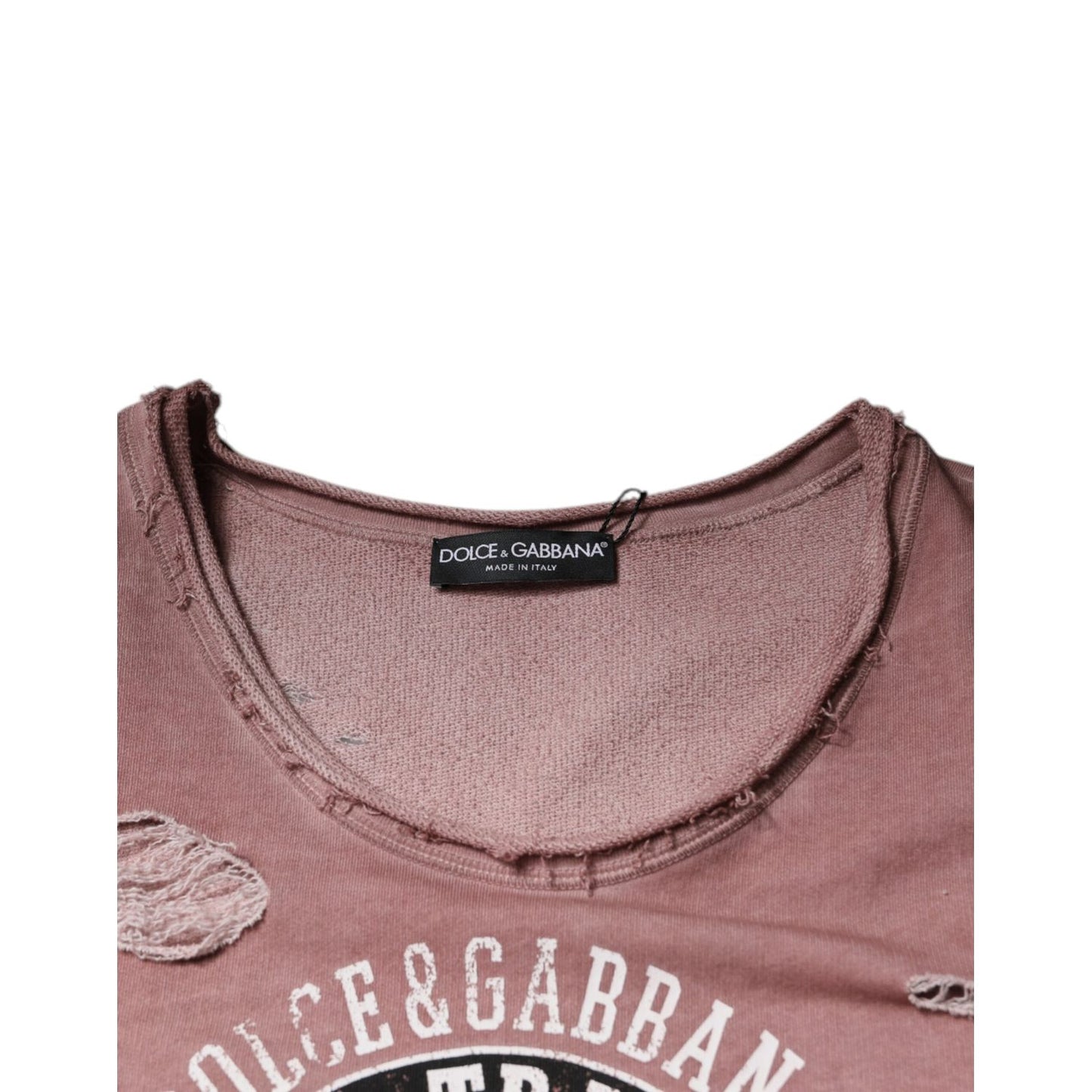 Dolce & Gabbana Brown Cotton Round Neck Sleeveless T-shirt