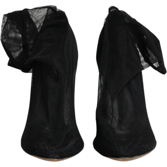 Dolce & Gabbana Black Nylon Stretch Mesh Sock Boots Shoes