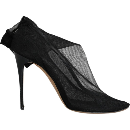 Dolce & Gabbana Black Nylon Stretch Mesh Sock Boots Shoes