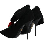 Dolce & Gabbana Black Stiletto Heels Mid Calf Boots Shoes LA12924-38