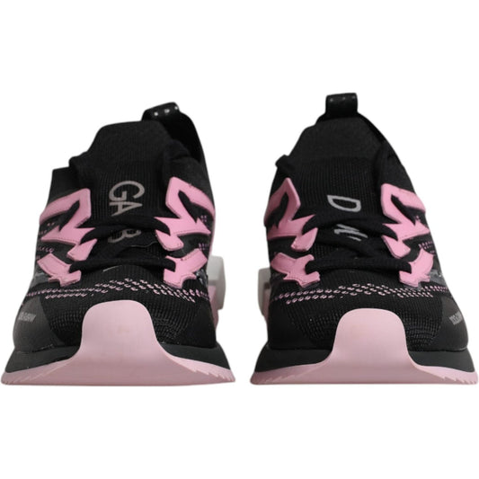 Dolce & Gabbana Black Pink SORRENTO Sport Stretch Sneakers Shoes