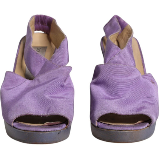 Dolce & Gabbana Purple Platform Slingback Heels Sandals Shoes
