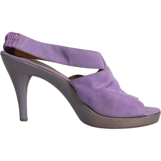 Dolce & Gabbana Purple Platform Slingback Heels Sandals Shoes