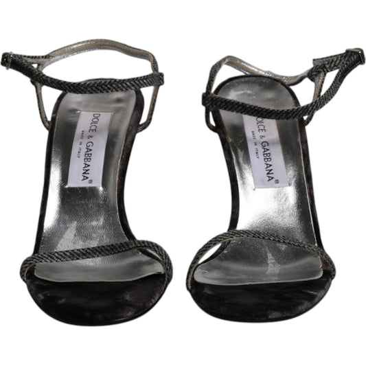 Dolce & Gabbana Black Ankle Strap High Heels Sandals Shoes