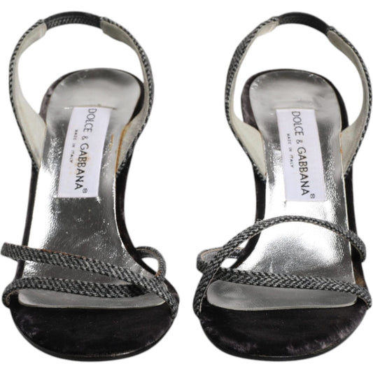 Dolce & Gabbana Black Chevron High Heels Sandals Shoes