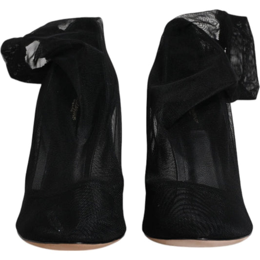 Dolce & Gabbana Black Nylon Mesh Sock Style Boots Shoes