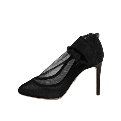 Dolce & Gabbana Black Nylon Mesh Sock Style Boots Shoes