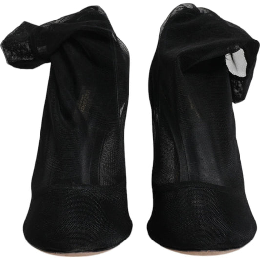 Dolce & Gabbana Black Nylon Mesh Sock Style Boots Shoes