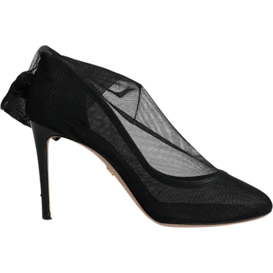 Dolce & Gabbana Black Nylon Mesh Sock Style Boots Shoes
