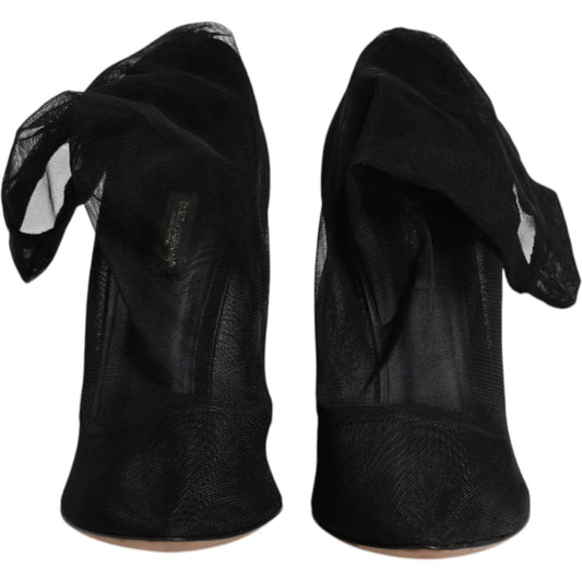 Dolce & Gabbana Black Nylon Mesh Sock Style Boots Shoes