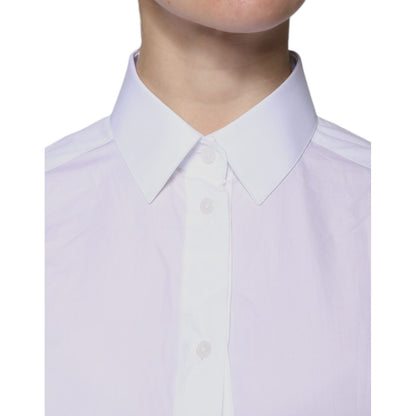 Dolce & Gabbana White Cotton Collared Long Sleeves Shirt Top