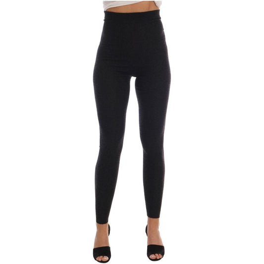 Dolce & Gabbana Gray Cashmere Ribbed Stretch Tights SCS723-3