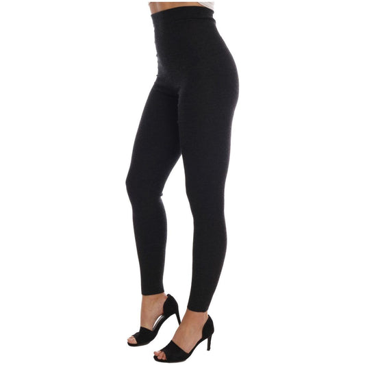 Dolce & Gabbana Gray Cashmere Ribbed Stretch Tights SCS723-3