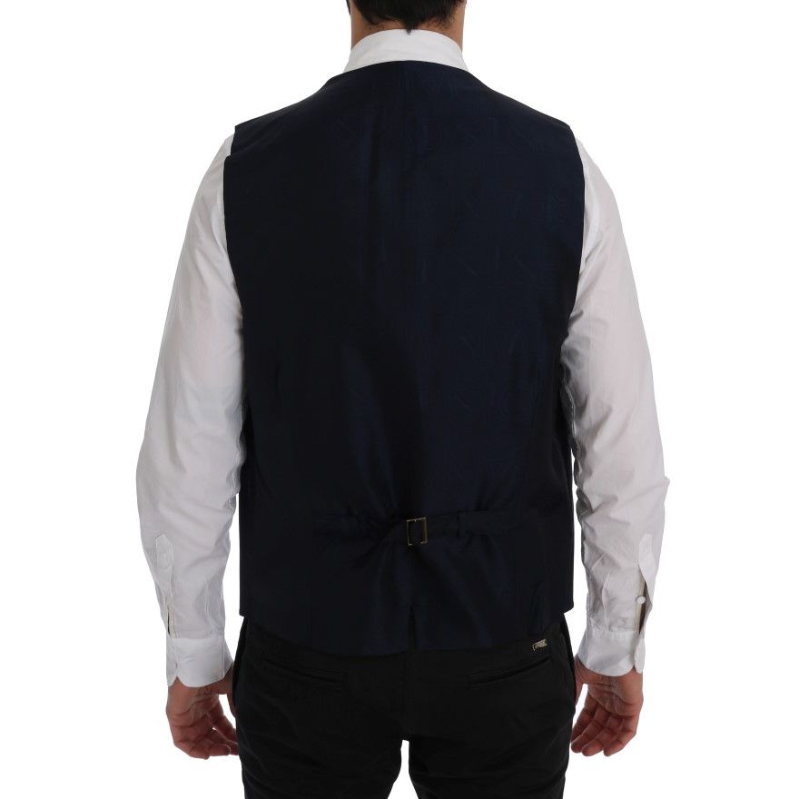 Dolce & Gabbana Blue STAFF Wool Stretch Vest