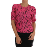 Dolce & Gabbana Pink Polka Dotted Silk Blouse TSH1639-4