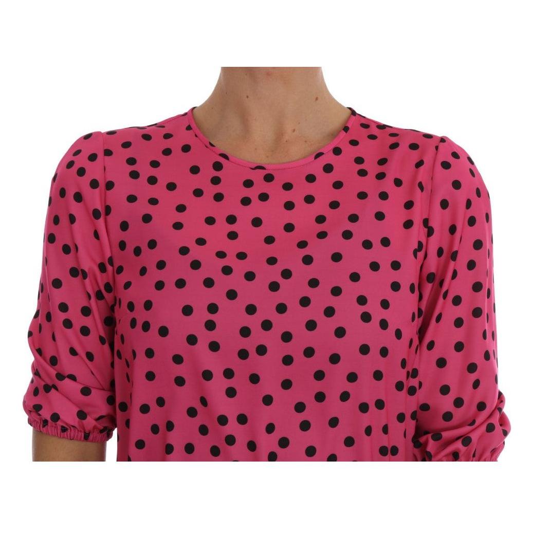 Dolce & Gabbana Pink Polka Dotted Silk Blouse TSH1639-4
