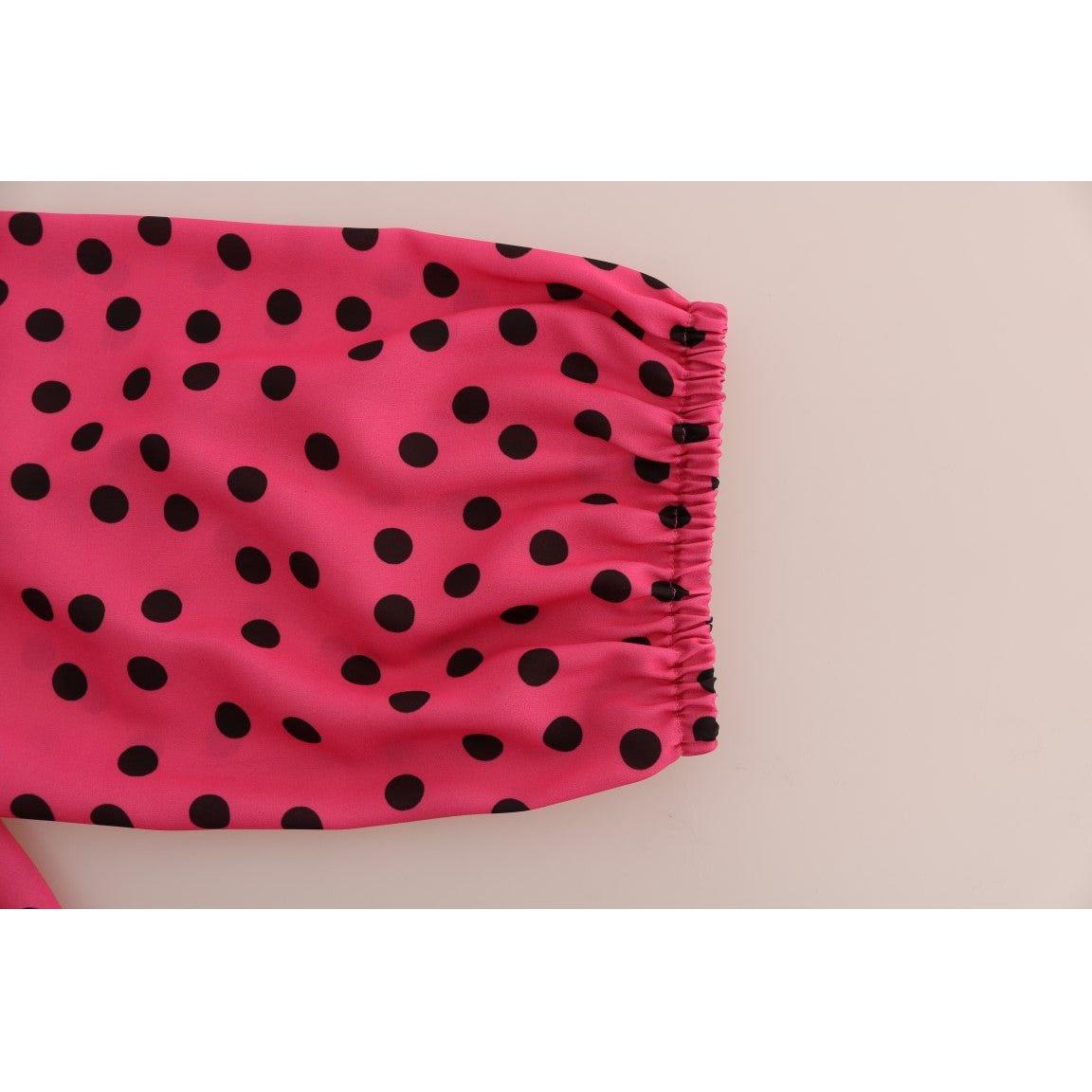 Dolce & Gabbana Pink Polka Dotted Silk Blouse TSH1639-4