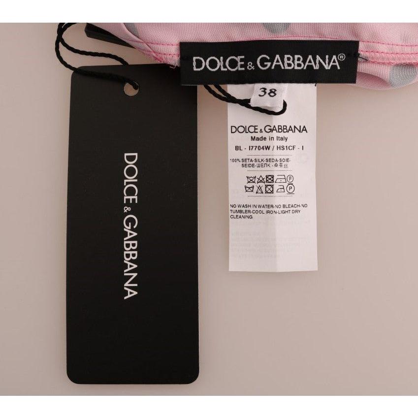 Dolce & Gabbana Pink Polka Dotted Silk Blouse TSH1639-4