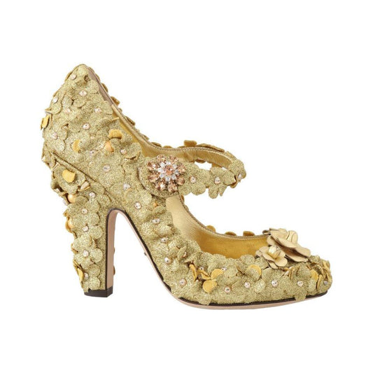 Dolce & Gabbana Dolce & Gabbana Gold Floral Crystal Embellished Pumps LA4329-36 1728,30% PS,4% Leather,67345645728,Dolce & Gabbana,EU36/US5.5,Gold,Material: 66% Cotton,New with tags,Pumps - Women - Shoes,Shoes,Women,Women - Shoes
