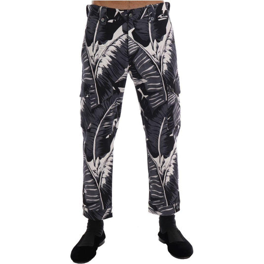 Dolce & Gabbana Gray Banana Leaf Cotton Pants PAN60809-2
