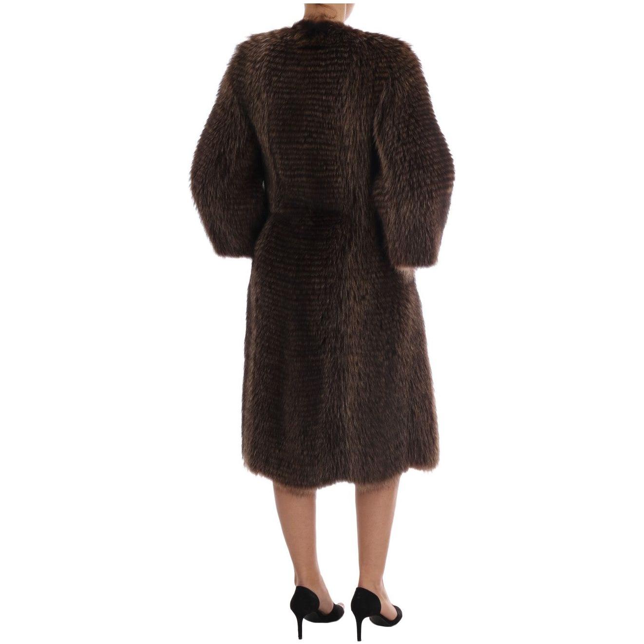 Dolce & Gabbana Brown Raccoon Fur Coat Jacket