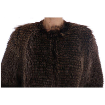Dolce & Gabbana Brown Raccoon Fur Coat Jacket
