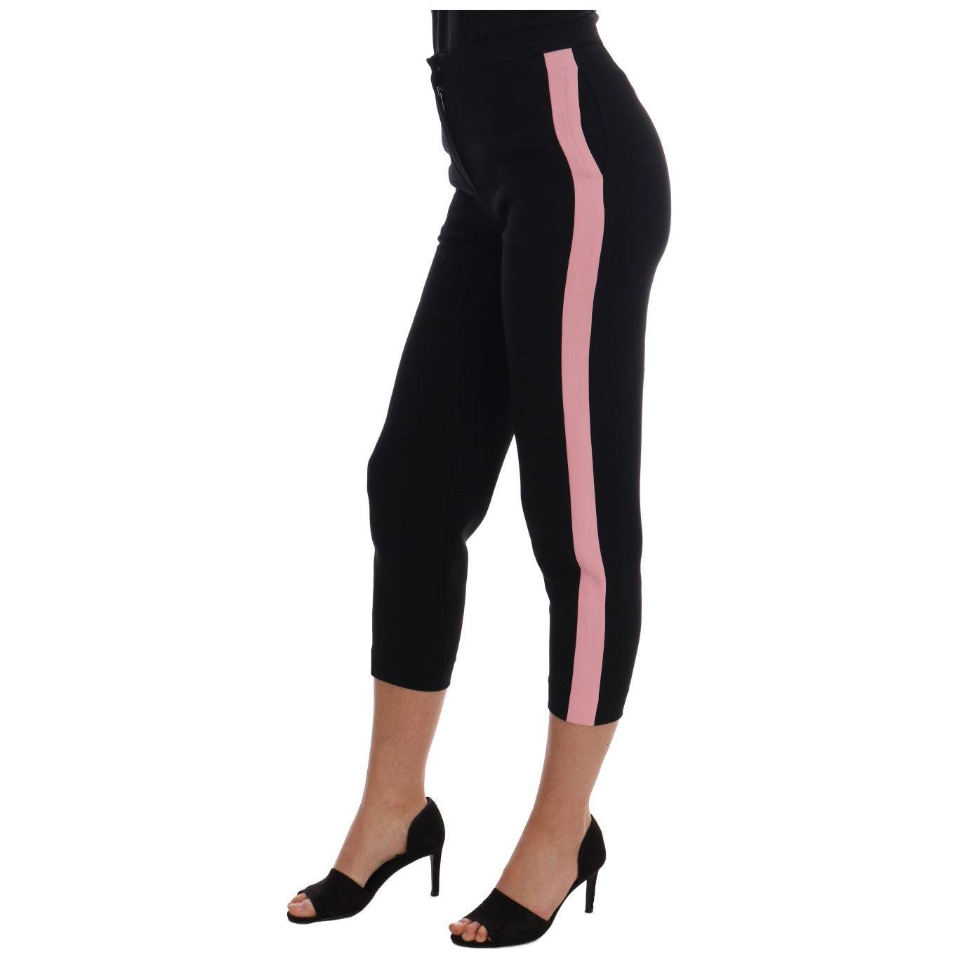 Dolce & Gabbana Black Stretch Pink Stripes Capri Pants BYX1221-1
