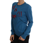 Dolce & Gabbana Blue Silk Love is Pullover Sweater TSH1749-1