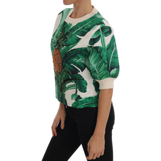 Dolce & Gabbana Pineapple Banana Sequins Crewneck Sweater TSH1752-5