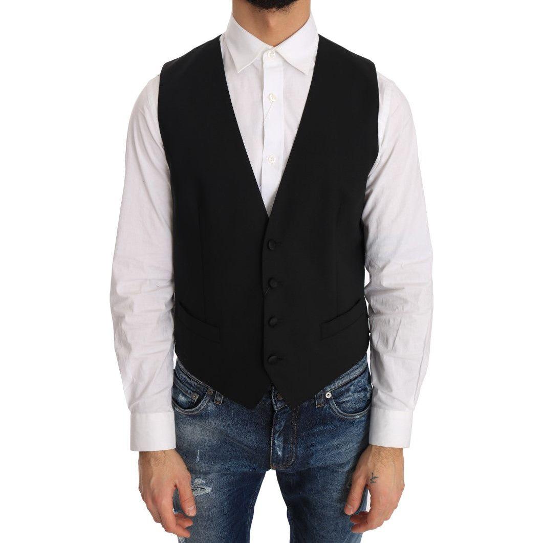 Dolce & Gabbana Black Wool Silk Vest TSH2071-1