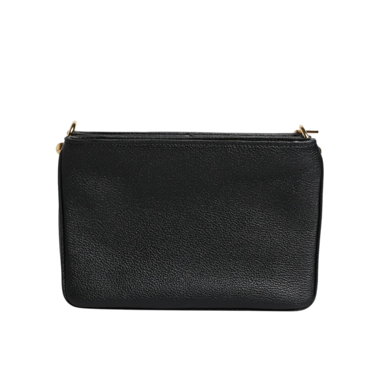 Dolce & Gabbana Black Grain Leather Logo Plaque Clutch Bag