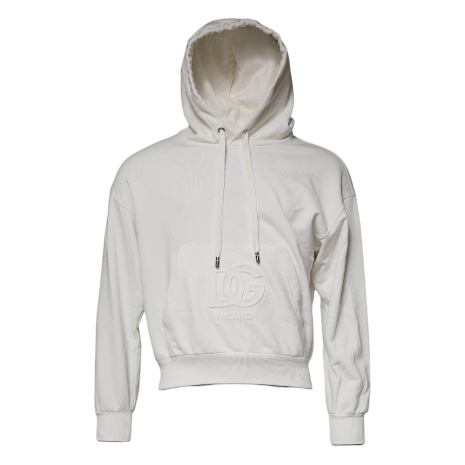 Dolce & Gabbana White Logo Hooded Pullover Men Sweatshirt Sweater