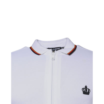 Dolce & Gabbana White Crown Men Full Zip Sweatshirt Sweater