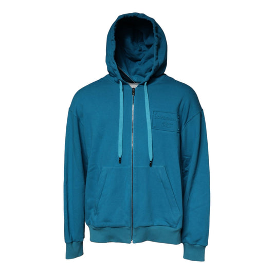 Dolce & Gabbana Blue Logo Cotton Hooded Sweatshirt Sweater TSH87532-54