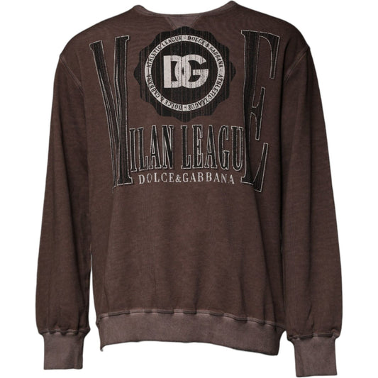 Dolce & Gabbana Brown Logo Print Crew Neck Pullover Sweater