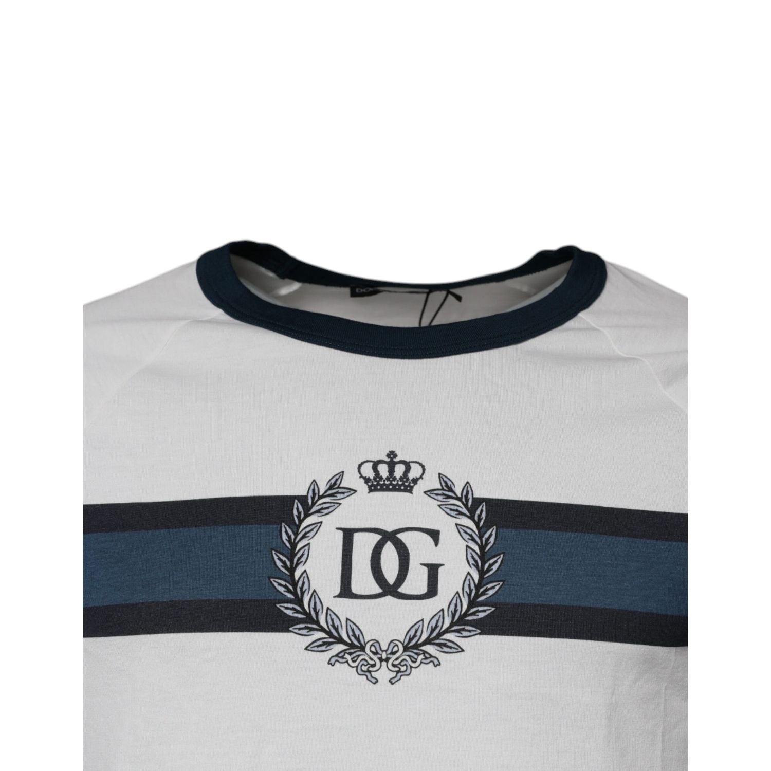 Dolce & Gabbana White DG Crown Cotton Crew Neck T-shirt