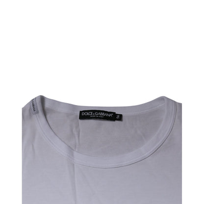 Dolce & Gabbana White DG Embroidery Cotton Crew Neck T-shirt