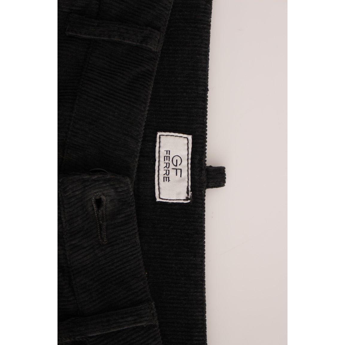 GF Ferre Black Corduroy Cotton Straight Fit Pants SIG11087-1
