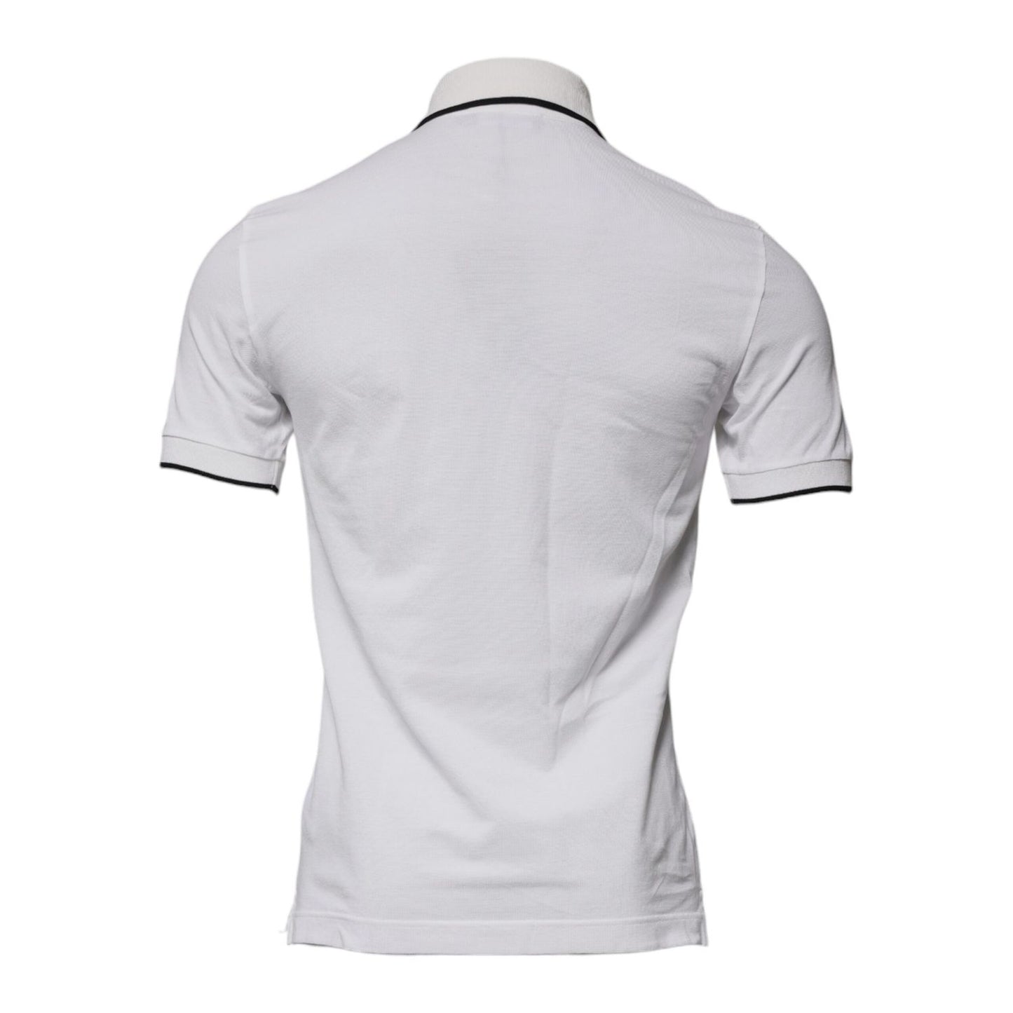 Dolce & Gabbana Off White Crown Cotton Collared Polo T-shirt